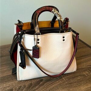 COACH 1941 Rogue 30 in Chalk. Exotic Handles.  Excellent Used Condition!!